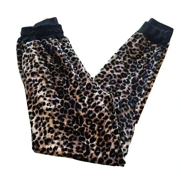 Always Women’s Trendy Cheetah Print Brown Black Cozy Jogger Pants SZ S # 1048 - Picture 6 of 12